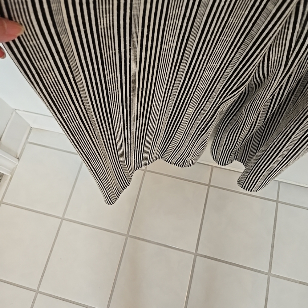 Caution To The Wind Striped Black and White Jumpsuit Medium Belted - Picture 7 of 11